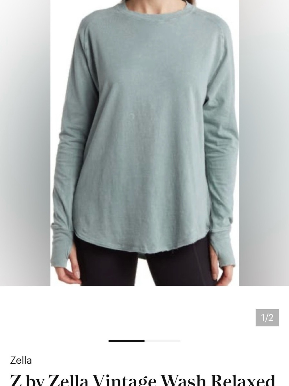 Zella Vintage Wash Relaxed Long Sleeve